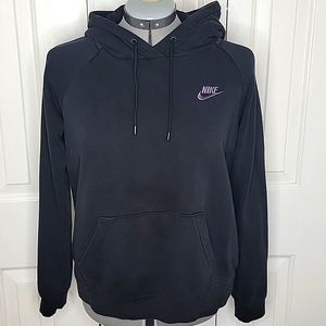 Nike Black Hoodie with Gray Swoosh Logo on Chest Size M